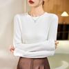 Camiseta Base de Terciopelo Alemán Doble Cara de Cuello Alto para Mujer, Nuevo Estilo Otoño e Invierno 2026, Top Rojo de Manga Larga de Alta Gama