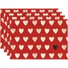 Amazon Día de San Valentín Mantel Individual Rojo Atmósfera de Amor Arreglo Mantel Individual Occidental Lino Resistente a la Suciedad Vajilla Esterilla Aislante