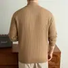 Suéter de Punto para Hombre 2026 Otoño/Invierno Media Cremallera Cuello Alto Pulóver Suéter de Lana Estilo Old Money Suéter de Negocios Cuello Semi Alto