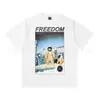 Camiseta Estampada Casual Versátil de Manga Curta com Lavagem e Efeito Desgastado da Equipe Cabeça de Macaco de São Miguel High Street