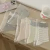 Meias Ins Style Sem Costura Meia-Calça, Listradas Xadrez Dopamina Coreanas Finas Estilo Ballet Menina Jk Borda Franzida Laço