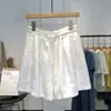 Liquidación de Marca: Etiqueta de Diseñador Etiqueta Cortada para Mujer Artísticos Delgados de Lino Pantalones Cortos de 5 Puntos, Casual Sueltos de Algodón y Lino Pantalones Cortos de Pierna Ancha