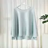 Top de manga larga tipo murciélago plisado de color liso estilo japonés Issey Miyake, cuello redondo, hombros caídos, corte holgado, talla grande, capa base casual de manga corta