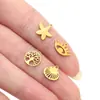 10 Piezas/Paquete Alas Flor de Loto Pájaro Trébol de Cuatro Hojas Corazón Ángel Madre Palmera Caracola Colgante de Acero Inoxidable