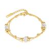 Pulsera de Acero Inoxidable con Cuentas Redondas de Zirconia de Lujo Ligero a la Moda para Combinar con Todo Diseño Nicho Doble Capa Pulsera Simple de Acero Titanio para Mujer Venta al por Mayor