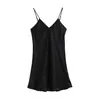 Camisón de Seda con Cuello en V, Ropa de Dormir Sexy y Lujosa Puro Deseo, Vestido Camisola Delgado de Gama Alta, Ropa de Casa