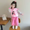 Conjunto a rayas para niña, colección primavera/otoño, con una linda sudadera rosa y pantalones, un elegante conjunto de dos piezas para niñas pequeñas