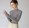 Baicai Rong 2026 Outono/Inverno Novo Estilo Malha Fina 100% Lã de Yangzi Tricô Suéter de Lã Pura Gola Alta Meia Manga Top