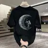 Llegada Nueva de Verano Estampado de Letras Cuello Redondo Manga Corta para Hombre Moderno Holgado Casual Media Manga Versátil Top de Pareja Moderno