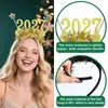 Faixa de Cabeça Colorida Listrada de Natal 2027 Transfronteiriça para Crianças Adereço de Foto para Festa de Natal Novo Ano Estrela Faixa de Cabeça