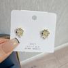 Pendientes de Flor de Ojo de Gato Fresco con Incrustaciones de Diamantes Distintivos Estilo Francés Explosiones de Verano Dulces Simples Celebridad de Internet Joyería Delicada para Orejas