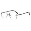 Gafas de Lectura Retro de Negocios de Alta Gama Sin Montura Diseño de Moda para Hombre Protección Ocular Anti Luz Azul Gafas de Lectura de Alta Definición para Personas Mayores