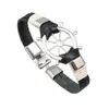Personalidade Criativa Artesanal Preto Masculino Vela de Mão Brisa do Mar Timão do Navio Pulseira de Couro Cruzeta Venda Quente Transfronteiriça Joias