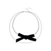 Colar de Veludo com Laço Cravejado de Diamantes Camada Dupla Super Brilhante Elegante Corrente para Clavícula Personalizado em Francês Colar Estilo Cool para Mulheres