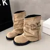 Botines para mujer 2026 Otoño/Invierno nuevo estilo punta redonda botas de jinete tacón grueso estilo western Botas Martin