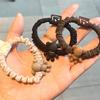 Corea del Sur Dongdaemun con anillo para el cabello de oso de pedrería, lindo para niña, banda para el cabello de alta elasticidad, cuerda para moño, estuche de cuero