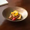 Cuenco de Pie Puntiagudo Glaseado en Oro Cocido en Horno del Fabricante, Cuenco de Ramen de Gama Alta, Cuenco para Sopa, Hermoso Cuenco para Uso Personal, Cuenco para Ensalada de Frutas