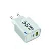Carregador USB Tipo C Gan 65W Padrão Europeu é Adequado para Carregador iPhone Xiaomi Huawei Samsung
