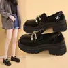 Mocasines para mujer 2026 otoño nuevo estilo punta redonda piel brillante estilo británico suela gruesa que aumenta la altura sin cordones zapatos tipo college para mujer
