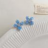 Sistema de Sanación~Pendientes Azules Pequeños de Sal Marina Fresca para Mujer, Modernos Elegantes, Versátiles, de Gama Alta, Pendientes de Estilo Festivo, Pendientes