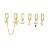 Pendientes de cadena con borlas y flores de amor con personalidad transfronteriza europea y americana, pendientes de circonita con forma de luna y estrella de cinco puntas para mujer
