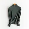 Suéter térmico de lana de cuello alto, top de punto liso de manga larga simple, nuevo top ajustado para otoño e invierno