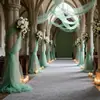 Cortinas de Malla de Gasa Transfronterizas para Bodas al Aire Libre, Cortinas para Celebración de Bodas, Venta al por Mayor con Luces de Cadena, Cortinas de Gasa para Montaje de Escena, Cortinas para Celebración de Bodas