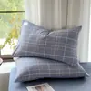 Fundas de almohada de algodón lavado coreano clase A, un par de 48X74 de color puro para dormitorio de estudiante, funda de almohada individual 40X60