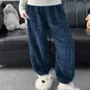 Pijama de Terciopelo Isla para Mujer, Pantalones Cálidos de Otoño e Invierno, Pantalones Jacquard, Talla Grande Holgados de Terciopelo Coral para Estar en Casa que se Pueden Usar Afuera
