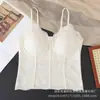 Camisola sexy y seductora de encaje estilo francés con copas, adecuada para usar como prenda exterior o como capa base, con un hermoso diseño en la espalda, adelgazante y favorecedora de la figura.