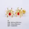 Acero de titanio 316L cobre dorado chapado microincrustado circonio clavo de hueso de oreja goteo de aceite mariposa abeja insecto aretes de hueso de oreja perforación europea y americana