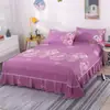 Saia de Cama Escovada Colcha Peça Única Lavada Cama de 1,8m Capa Protetora Amiga da Pele para Dormir Nu Moda Saia de Renda Cama Lençóis de Cama