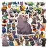 50 Gato Preto Desenho Animado Transfronteiriço Personalizado Não Infrator Mala Laptop Capa de Celular À Prova d'Água Adesivos para Caderno de Mão