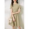 ¡Tan texturizado! Elegante vestido de fibra de triacetato para mujer, nuevo estilo de verano 2026, vestido de manga corta de longitud media