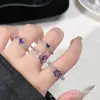 Rima Roxa Luz Fluida, Lindo e Único Anel Aberto Coração de Diamante Roxo Moda para Mulheres, Luxo Acessível Estilo Ins, Dedo Elegante de Alta Qualidade