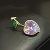 Broche Azul Cereza Océano Cristal Exquisito y Lindo para Primavera y Verano Accesorios de Pin para Traje y Abrigo de Diseño de Alta Gama para Mujer