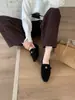 2025 Nuevo Otoño e Invierno Estilo Old Money Simple Cuadrado Interno Marrón Mocasines Internos