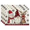 Manteles individuales navideños más vendidos transfronterizos, nueva serie de muñeco de nieve y renos, tapetes resistentes al calor, lino Amazon