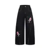 Jeans Americanos Retro de Pierna Ancha Cimitarra para Hombre y Mujer 2025 Sueltos Versátiles Bordado Cruzado Multibolsillos Pantalones Largos