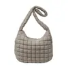 Atacado Transfronteiriço Popular Bolsa Nuvem Plissada Moda Ombro Portátil Bolsa Dumpling Grande Capacidade Algodão Penas Axila Bolsa Feminina