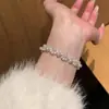 Pulsera Ovalada Simple de Zirconia Ojo Pulsera Antigua Vintage Retro Pulsera de Lujo Ligero Pulsera de Temperamento de Gama Alta para Mujer