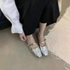 Chinelos de Salto Baixo Estilo Fada Europeu Baotou para Uso Externo Feminino Primavera e Verão 2025 Slip-on Estilo Pequeno Fragrante Preguiçoso de Camada Única