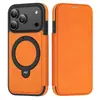 Adecuado para funda de teléfono con soporte magnético de cuero para iPhone 17 Pro Max, funda protectora tipo libro de cuero para Apple 16 15