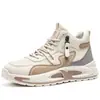 Zapatos Casuales Deportivos de Caña Alta con Bloques de Color Estilo Hong Kong de Moda para Hombre Otoño/Invierno Juventud Superficie de Cuero Suela Gruesa Aumentadores de Altura Zapatos de Papá para Viajar