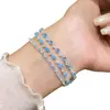Pulseira Vazada de Vidro com Zircônia e Contas Estilo Palácio Francês, Luxo Leve, Sensação de Alto Padrão, Pulseira de Nicho, Acessório de Mão Versátil e Elegante
