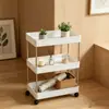 Prateleira de Armazenamento para Frestas Doméstica com Rodas de Chão Camadas Múltiplas Rack para Espaço de Geladeira ao Lado da Cama Carrinho Pequeno Rack de Armazenamento de Cozinha