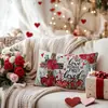 Funda de Cojín para Cintura del Día de San Valentín Transfronteriza con Estampado de Corazones Rojos y Rosas, Funda de Cojín Decorativa para Silla de Salón de Exterior Festiva