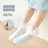 Calcetines de encaje para niños con costuras de color liso, calcetines finos de algodón de verano, bonitos calcetines de princesa para niñas en stock