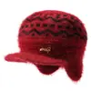 Gorro de punto forrado de forro polar a prueba de viento y resistente al frío para otoño e invierno, diseñado para proteger las orejas, para madres de mediana edad y mayores