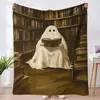 Manta de Halloween Manta Linda de Fantasma y Calabaza Serie 2 Manta Decorativa para Oficina Manta de Franela Otoño e Invierno